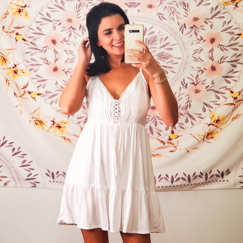 Boho Short Dress- White